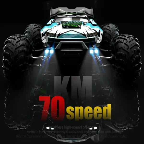 1:16 70KM/H 4WD RC Car With Led Lights 2.4G Radio High Speed Brushless Motor Remote Control Off-Road Cars for Children toys - Image 2