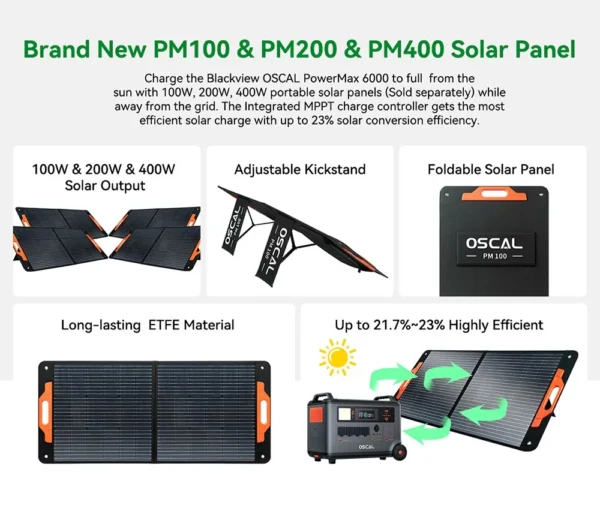 Oscal PowerMax6000 6000W EU-plug Power Station 3600Wh to 57600Wh LiFePO4 Battery 14 Outlets 120V/240V Dual Voltage Output - Pilt 6