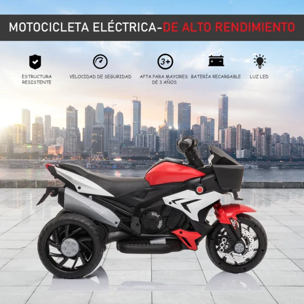 HOMCOM electric motorcycle + 3 years with 3 wheels Lights Music 3 km/h 86x42x52cm - Image 6