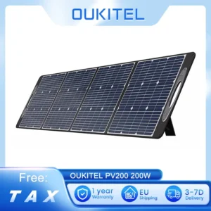 OUKITEL PV200 200W Solar Panel Foldable with Kickstand IP65 Waterproof 21.7% Solar Conversion Efficiency Monocrystalline Silicon