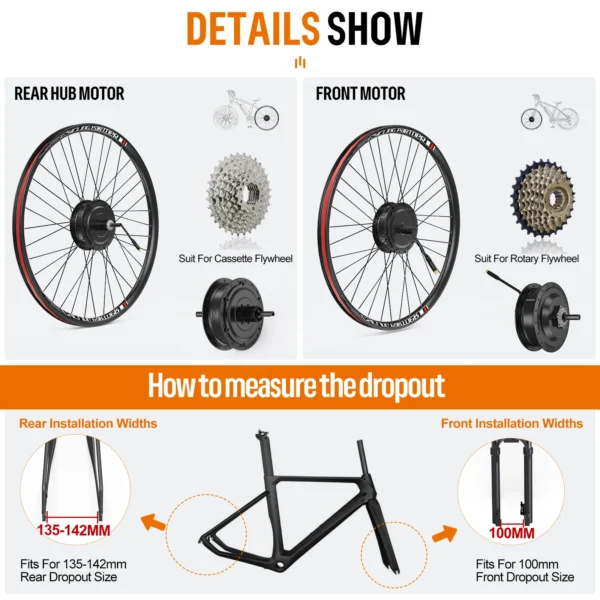 [3 Day Delivery ] Bafang Wheel Hub Motor 48V 500W Electric Bike Conversion Kit Rear Front Drive Engine 8fun eBike Kit For eCity - Image 2