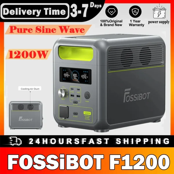 Fossibot F1200 Pure Sine Wave 1200W Portable Power Station 1024Wh Capacity 3 Led Modes Morse Energy Storage Portable Generator