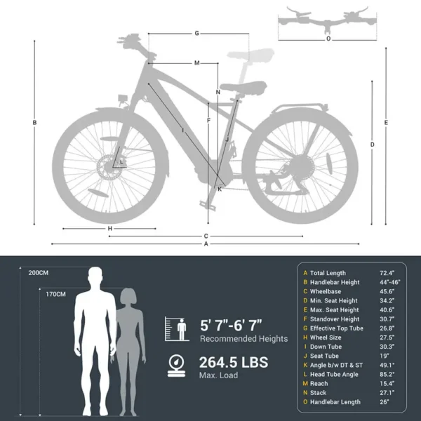 Eleglide C1 27.5" Adult Electric Bike 150km Range 250W Mid-Drive Motor 16V 14.5Ah Battery Electric Road Bikes Electric Bicycle - Image 2