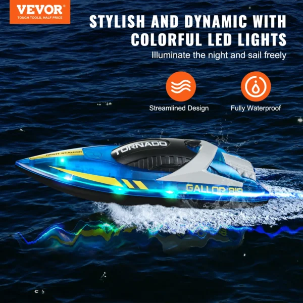 VEVOR HJ819 RC Boat 2.4GHz 12 km/h High-Speed Remote Control Racing Ship Water Speed Boat Children Model Toy for Kids Adults - Image 2