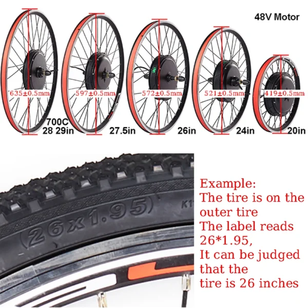 Electric bicycle Conversion Kit 48V 1000W 1500W e-bike Front Rear 36V 250W 350W 500W Kit electric bike MTX rim Wheel hub motor - Image 2