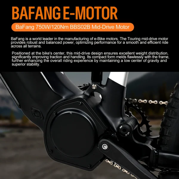 Accolmile Electric Mountain Bike Ebike Off-Road 960Wh Battery 750W Mid Motor Cycling Bicycles Mens Trekking MTB [ EU Direct ] - Image 3