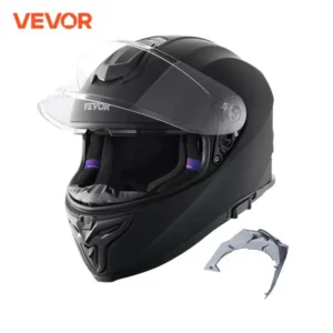VEVOR Motorcycle Helmet, Full Face, Smart Street ABS&High Density Helmet with Bluetooth Slot&Interchangeable Lens Fit for Adults