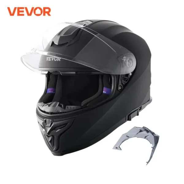 VEVOR Motorcycle Helmet, Full Face, Smart Street ABS&High Density Helmet with Bluetooth Slot&Interchangeable Lens Fit for Adults