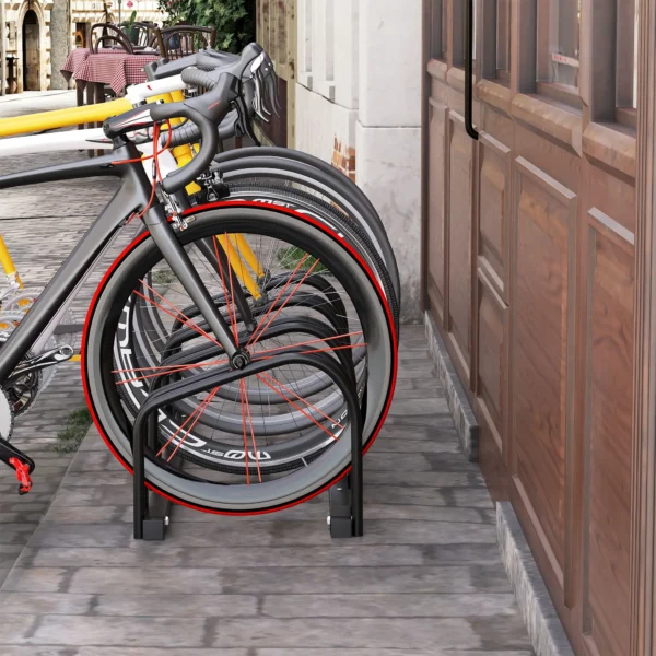 HOMCOM parking for 4 bicycles steel bracket 110x33x27 cm black - Image 2