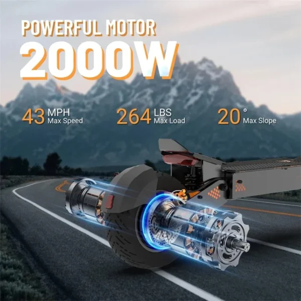 KuKirin G4 2400W 60V 20Ah 70km/h 75km 11" Off-Road Folding Scooter - Image 4