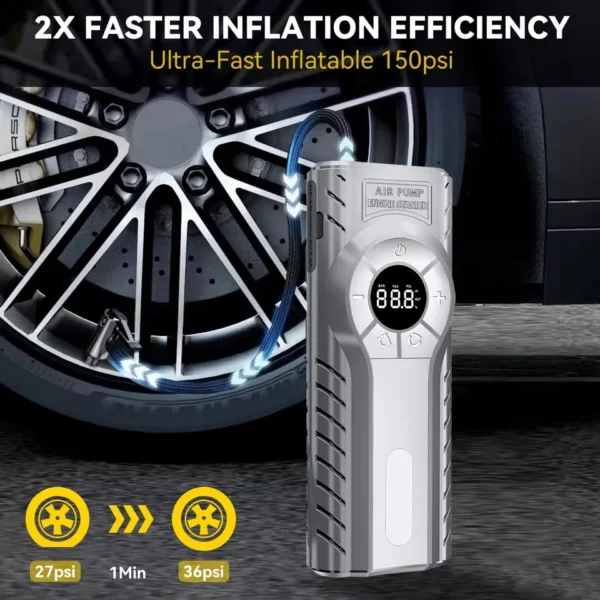Car Jump Starter Air Pump Power Bank Lighting Portable Air Compressor 22000mAh Cars Battery Starters Starting Auto Tyre Inflator - Image 3