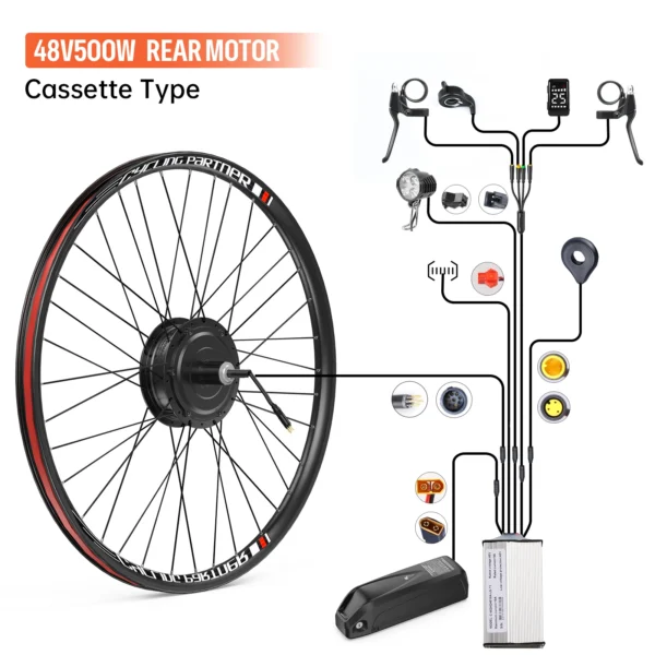 Bafang 48V 500W Rear Hub Motor Brushless Gear Bicycle Electric Bike Conversion Kit 20-29 Inch 700C Wheel Drive Engine - Kuva 6
