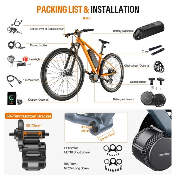 BAFANG BBSHD BBS03 BBS02B BBS02 BBS01B Ebike Mid Drive Motor Kit 1000W 750W 500W 350W 250W 52V 48V 36V 8Fun Electric Bike Engine - Image 4