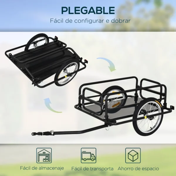 PawHut cargo bicycle trailer 40kg light steel frame with - Image 4