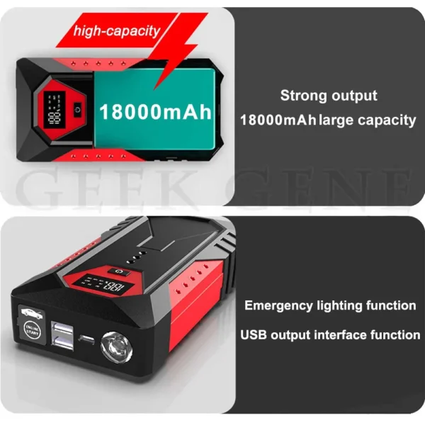 GKFLY 12V Portable Car Jump Starter 18000mAh Auto Battery Booster Charger Car Emergency Booster 800A Power Bank Starting Device - Image 5