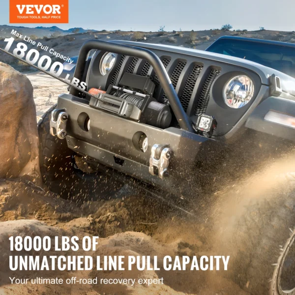 VEVOR 18000lbs Electric Winch Car Truck Steel Cable Winch with 85ft Wire Rope Wireless Remote Control for Towing Off-Road SUV - Image 2