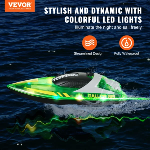 VEVOR HJ819 RC Boat 2.4GHz 12 km/h High Speed Remote Control Racing Boat Waterproof Electric Radio Toys for Boys 14Y+ Gifts - Image 2