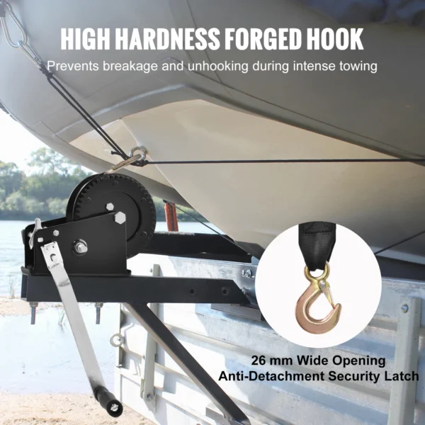 VEVOR Hand Winch Boat Trailer Winch Heavy Duty Rope Crank Polyester Strap and Two-Way Ratchet Manual Operated Hand Crank Winch - Image 4