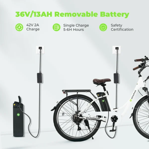 isinwheel U2 500W 36V 13Ah 30-50km/h >60km 26" City Commuter Electric Bicycle - Image 5