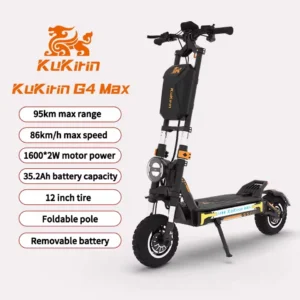 KuKirin G4 Max 3200W 60V 35.2Ah 86km/h 95km 12" Foldable Kick EScooter