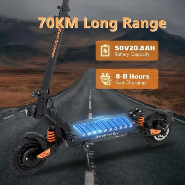 KuKirin G2 Master 2000W 52V 20.8Ah 60km/h 70km 9" Dual Motor Electric Scooter - Image 4