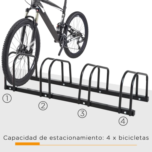 HOMCOM parking for 4 bicycles steel bracket 110x33x27 cm black - Image 4