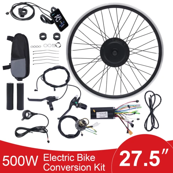 27.5” 36V 500W Electric Bike Front WheelConversion Kit Ebike Rear Bicycle Hub Motor Wheel Conversion Kit with LCD Display