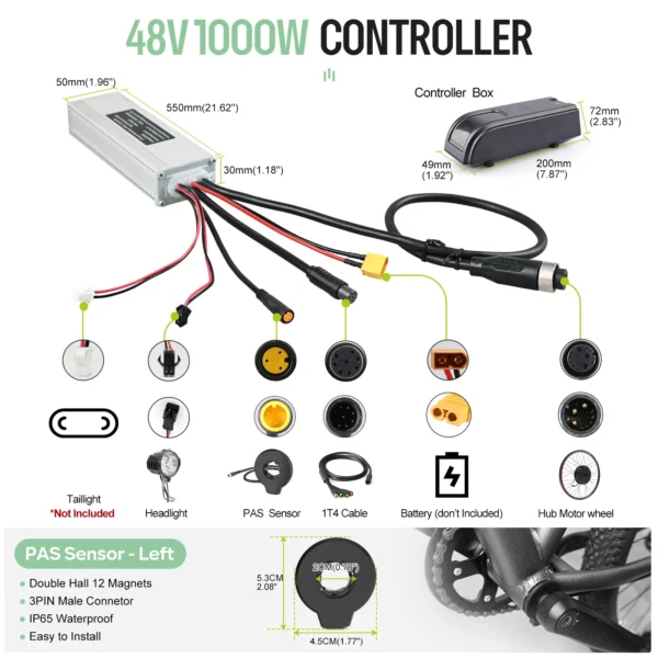 48V1000W Hub Motor kit 26" 27.5" 29" 700C Wheel Size Ebike Conversion Kit Brushless Gearless Ebike Motor Electric Bike Kit - Pilt 4
