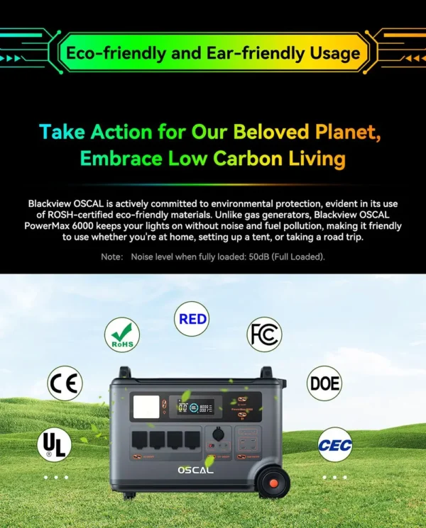 Oscal PowerMax6000 6000W EU-plug Power Station 3600Wh to 57600Wh LiFePO4 Battery 14 Outlets 120V/240V Dual Voltage Output - Pilt 5