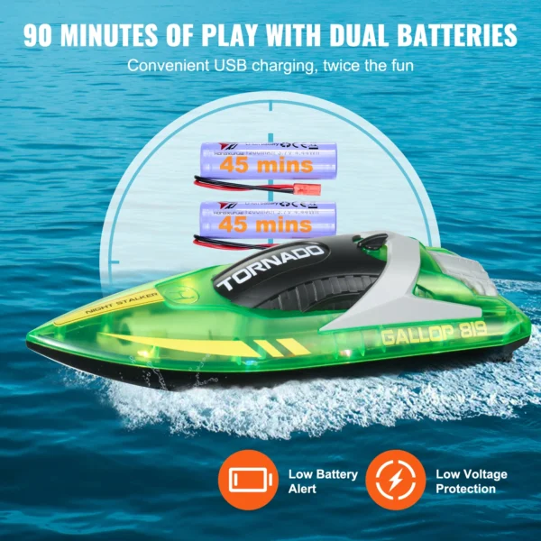 VEVOR HJ819 RC Boat 2.4GHz 12 km/h High Speed Remote Control Racing Boat Waterproof Electric Radio Toys for Boys 14Y+ Gifts - Image 6