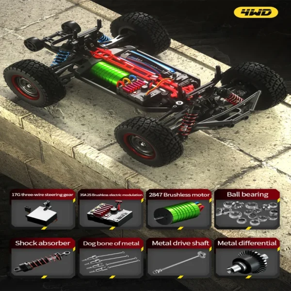 Q130 1:14 70KM/H 4WD RC Car With Light Brushless Motor Remote Control Cars High Speed Drift Monster Truck Toys for Adults Kids - Image 6