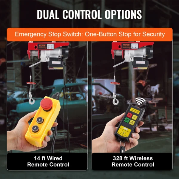 VEVOR 440lbs Wireless Electric Lifting Hoist with 40ft Single/20ft Double Slings Lifting Height Lift Hoist for Garage Warehouse - Image 4