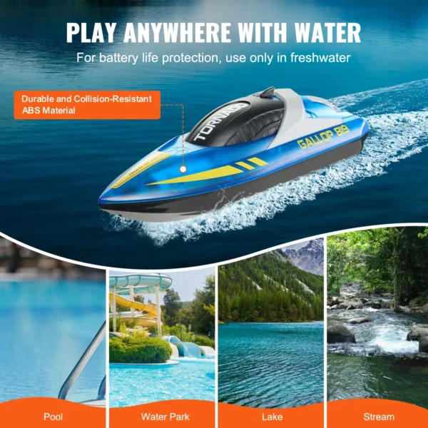 VEVOR HJ819 RC Boat 2.4GHz 12 km/h High-Speed Remote Control Racing Ship Water Speed Boat Children Model Toy for Kids Adults - Image 4