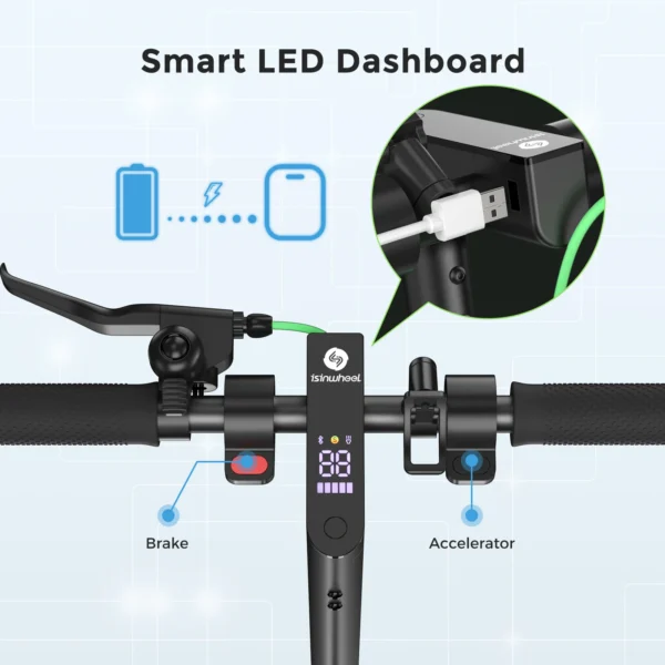 isinwheel S9 Max Electric Scooter Adult 36V10.4Ah Battery 30-40km Max Range 500W Motor 30KM/H Foldable Smart App Escooter Kick - Image 5