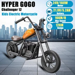 HYPER GOGO Challenger 12 Kids Electric Motorbike 160W 24V5.2Ah 12*3 Inch Tire Children Electric Motorcycle Mini Electric Scooter