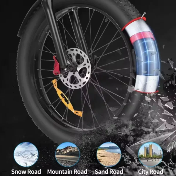 Ridstar H26 Pro 1500W 48V 20Ah 30-50km/h >60km 26" Mountain Electric Bicycle - Image 3