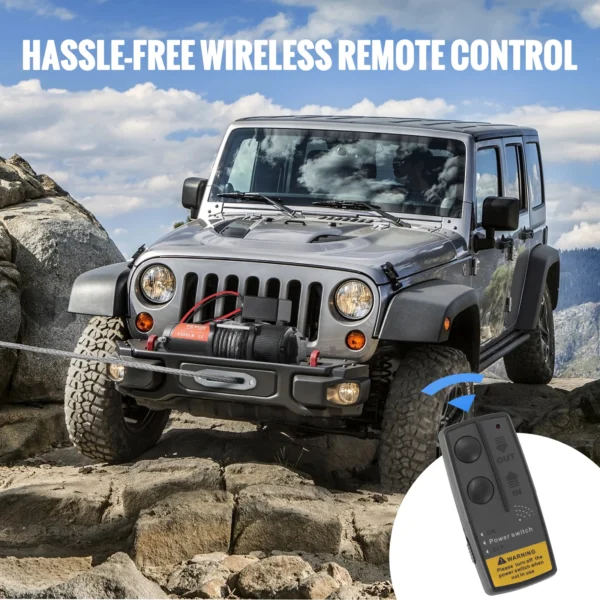 VEVOR 4500lbs ATV/UTV Electric Winch Nylon/Steel Rope Winch with Wireless/Wired Remote for Truck Car Towing Jeep Off-Road SUV - Image 6