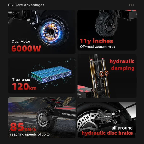 BOYUEDA S3-11 Electric Scooter 6000W Dual Powerful Motor 60V38AH Battery 120KM Max Range 85KM/H Speed Foldable Adult E-Scooter - Image 6