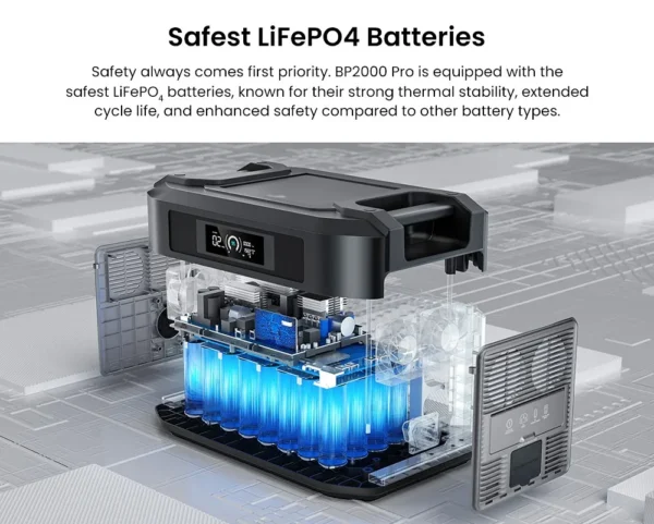 OUKITEL BP2000 Pro Portable Power Station 2048Wh To 16384Wh LiFePO4 Battery 3600W AC Output 2000W App Control - Image 6