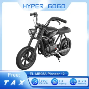 HYPER GOGO Pioneer 12 Electric Chopper Motorcycle for Kids 24V 5.2Ah 160W with 12'x3' Tires, 8/12/16 km/h Speed, 12 km Max Range