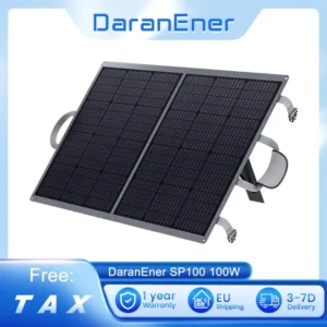 DaranEner SP100 100W Foldable Solar Panel, Adjustable Stand, IP54 Waterproof, 22.0% Photoelectric Conversion Efficiency