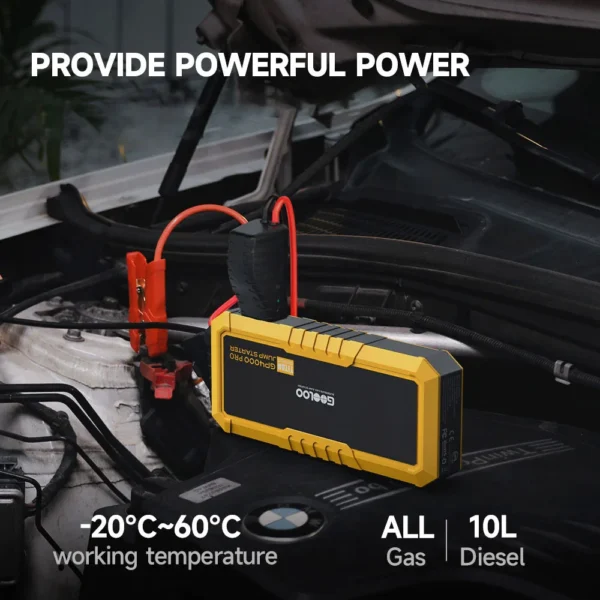GOOLOO GP4000 PRO Jump Starter, 26800mAh Power Bank, 4000A Peak, 15V 10A DC Output, 1W White LED, 10L Diesel, 15W(5V/3A) - Pilt 4