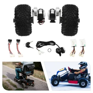 250W/24V 36V/350W Motor Drive Air Wheel Conversion Kit, 10Inch Double Wheel Set with Reverse Gear Switch and Thumb Throttle