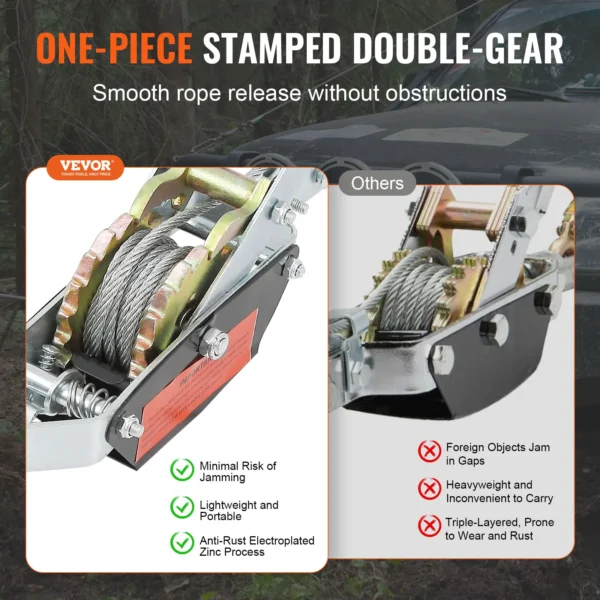 VEVOR Come Along Winch 2/4/5 Ton Pulling Capacity Heavy Duty Ratchet Automotive Hoist Power Cable Puller for Vehicle Rescue - Image 4