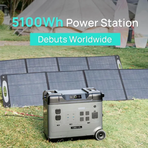 OUKITEL Abearl P5000 Portable Power Station 5120Wh LiFePO4 5x2200W AC Outlets 1800W Fast AC Charging 15 Outputs with Wheels - Image 4