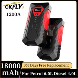 GKFLY 12V Portable Car Jump Starter 18000mAh Auto Battery Booster Charger Car Emergency Booster 800A Power Bank Starting Device