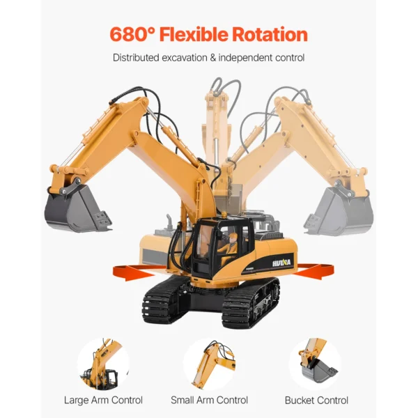 VEVOR 2.4G Remote Control Excavator Dump Truck 3 in 1 RC Model Car Digger Toy with Light & Sound Construction Vehicle for Kid - Image 3