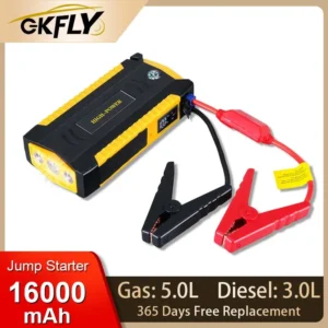 GKFLY 12V Car Jump Starter 16000mAh Power Bank Car Booster Auto Emergency Starting Device Jump Start for Petrol Diesel
