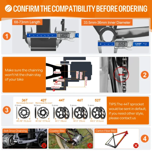 BAFANG CAN BBS01 36V 250W Motor Mid Drive Kit Ebike Conversion Kit with Battery BBS01B Mid Motor for 68-73MM Mountain Road Bike – Bild 4