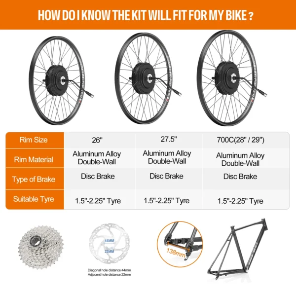 [3 Day Delivery ] Bafang 750W 48V G0900 Rear Hub Motor Kit for 26" 27.5" 28"/29"/700C Brushless Rear Hub Motor Conversion Kits - Image 3